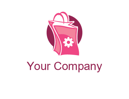 3D shopping bag in circle logo