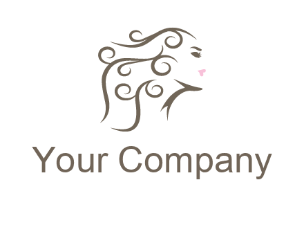 woman with curls in hair saloon logo