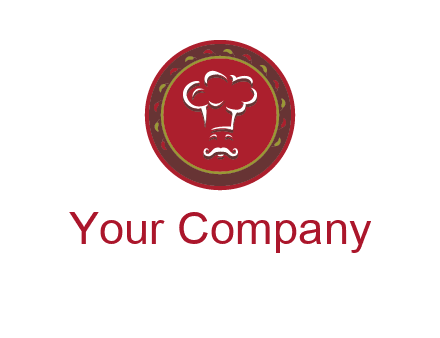 chef with hat in circle with pattern ring restaurant logo