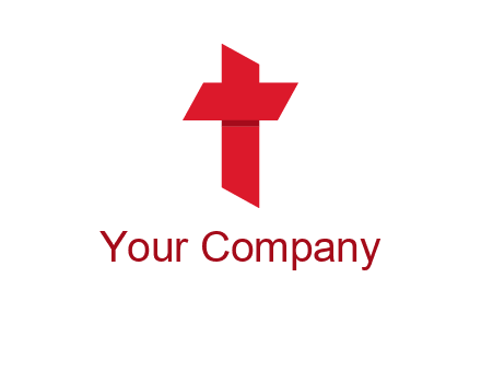 Alphabet T in cross icon