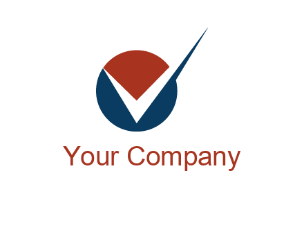 letter V logo in circle and tickmark 