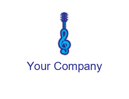 guitar with music notes logo