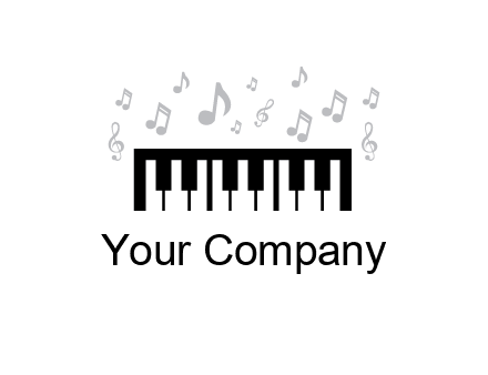 piano icon with music notes