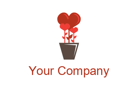 Heart Flowers Pot Icon
