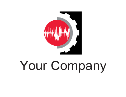 sound waves in circle and gear logo