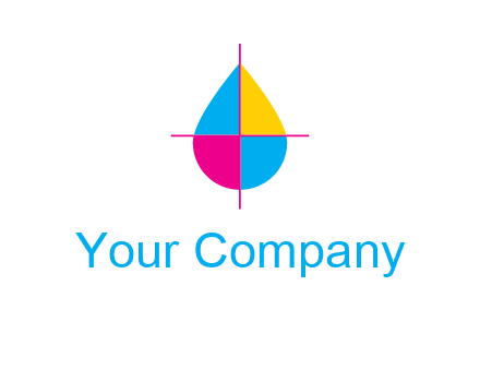 cross lines across colorful drop printing logo