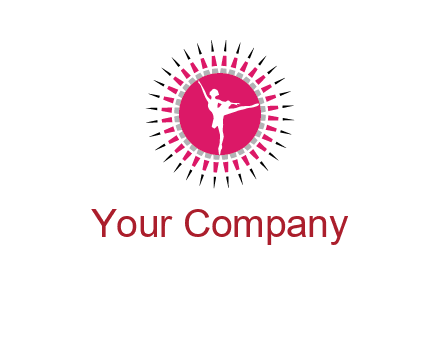 dancing ballerina in fancy pointy circle arts logo icon