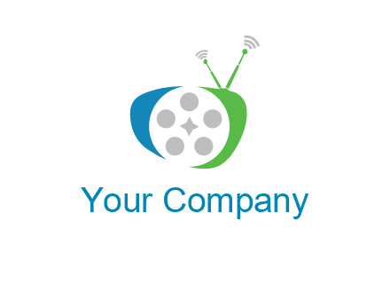 film reel incorporated with abstract television logo