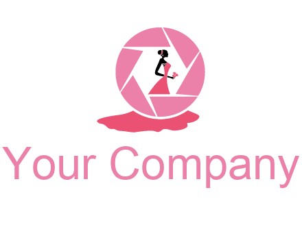 bride in long dress in shutter photography logo