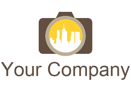 skyscrapers in camera lens photography logo