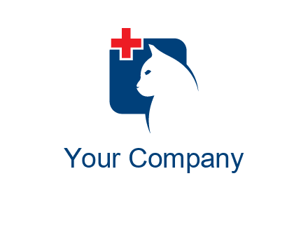 cat with medical plus symbol logo