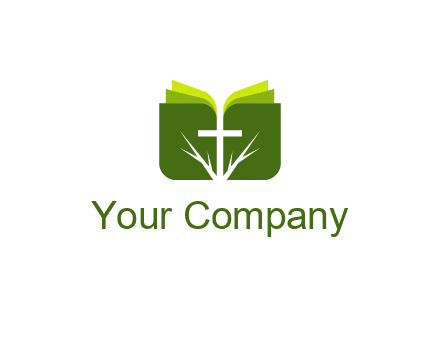 cross and leaves logo