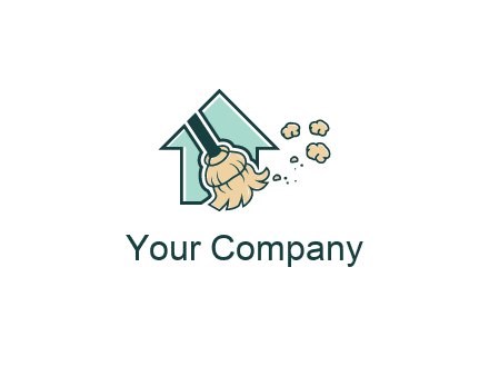 home cleaning logo with a mop sweeping dust