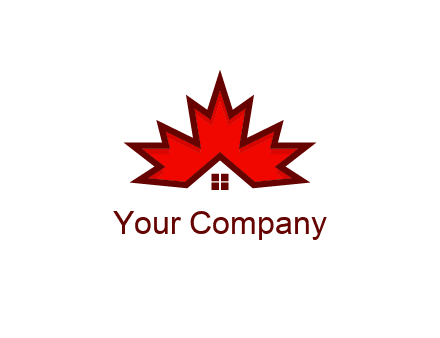 Canadian real estate logo with a house inside a maple leaf