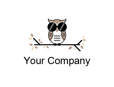 owl sitting on a branch wearing dark glasses illustration