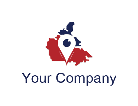 travel or hospitality logo with a geotag over a map