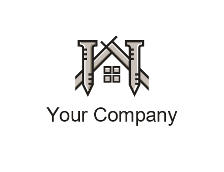 nails strategically placed to build a home or house