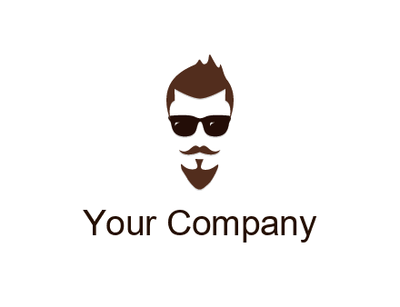 man with well-groomed hair, beard and mustache for grooming services or barber shop logo