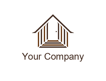 house construction logo with mandela effect on the stairs leading to a door
