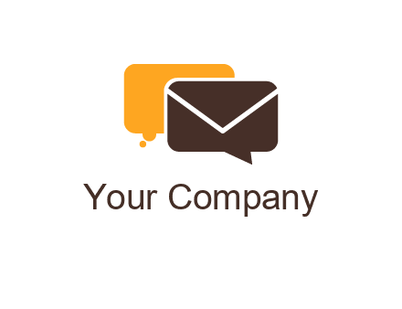 logo with a mail icon overlapping a chat or speech bubble