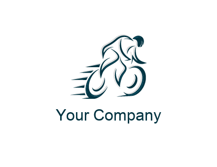 logo with an outline of a biker riding a bicycle