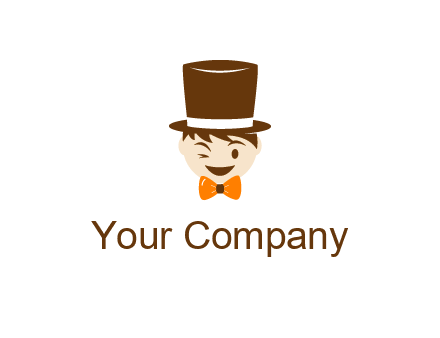 winking character with bow tie and top hat