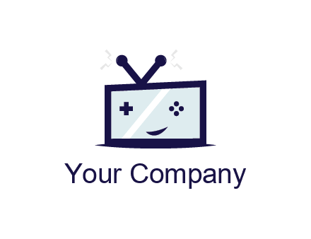 television with game controls forming face 