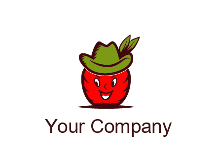 apple with face wearing hat with leaves