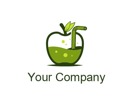 juice in apple with straw
