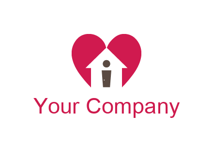 abstract person in home and heart symbol