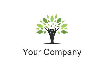 people icon with leaves forming tree