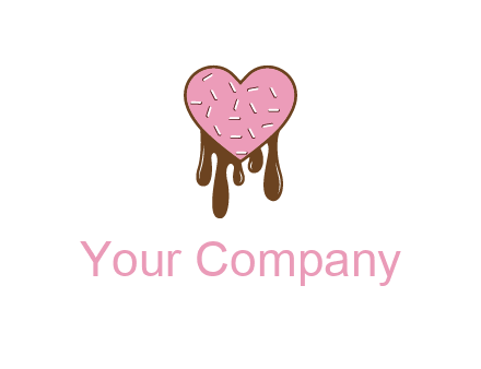 sprinkles on heart shaped cupcake with melting chocolate
