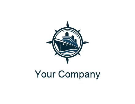 cruise ship in circle with compass arrows