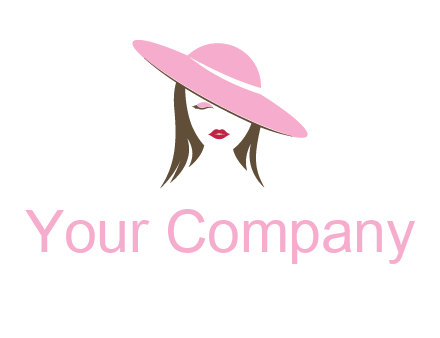 head of woman with tilted fancy hat fashion logo icon
