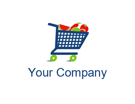 fruits and vegetables in grocery cart