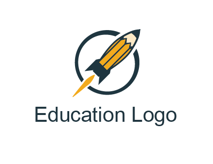 pencil forming rocket with flame in circle