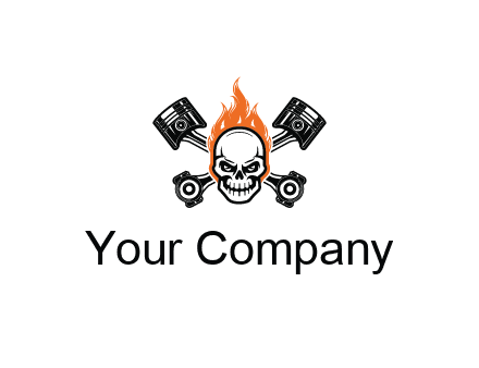 pistons behind skull on fire