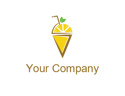 lemon with leaves and straw on cone