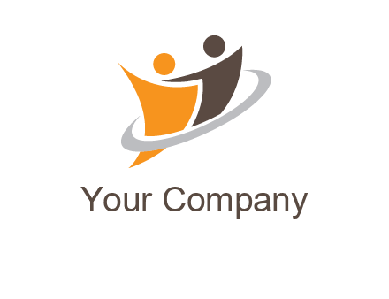 two people with circle swoosh icon