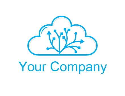 line art cloud with arrows and network lines