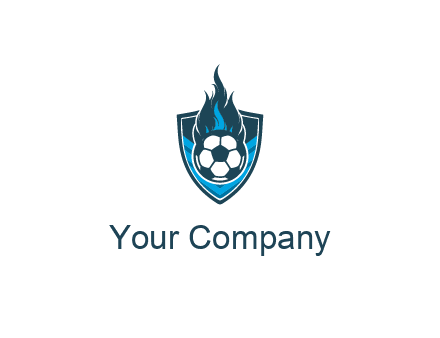 football on fire in shield
