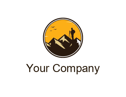 hiker on mountain in circle