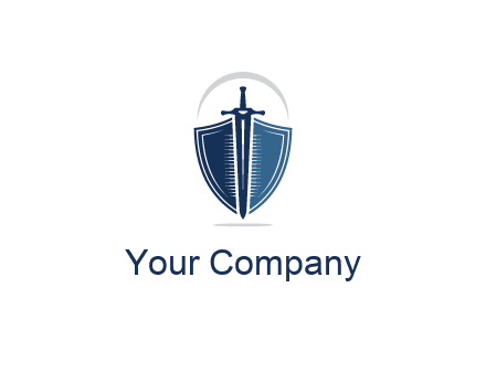 curved line above shield behind sword
