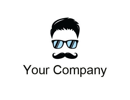 negative spacing with moustache and hair wearing sunglasses