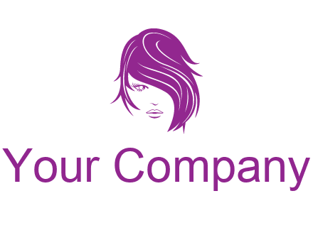 head of woman with short hair across face beauty logo icon