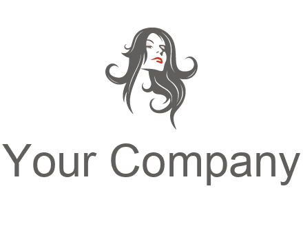 head of woman with long hair beauty logo icon