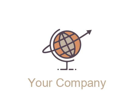 line art globe with arrow on swoosh