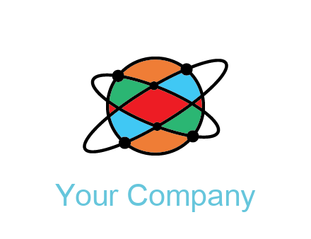 colorful circle with atomic lines