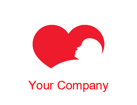 negative spacing child head in heart