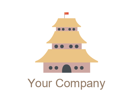 pagoda with flag on top